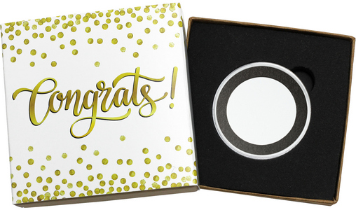 SilverTowne Natural Kraft Paper Gift Box with Congrats! Gold Confetti Box Sleeve